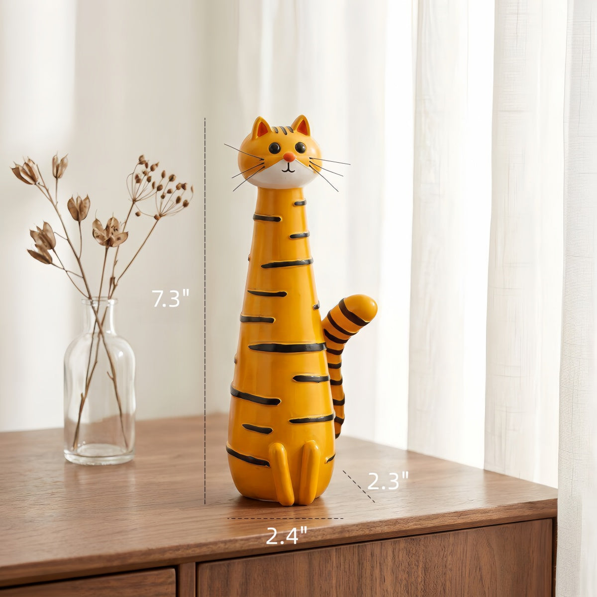 Cat-Themed Vase Ornament—Artistic Decor For The Living Room TV Console Or Study