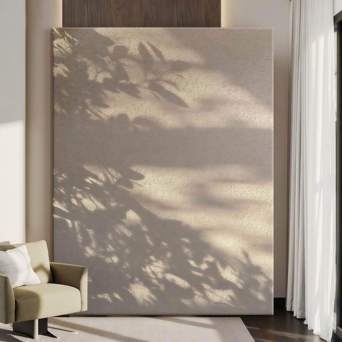 Modern Wabi-Sabi Landscape Painting With Tree Shadows Decorative Painting