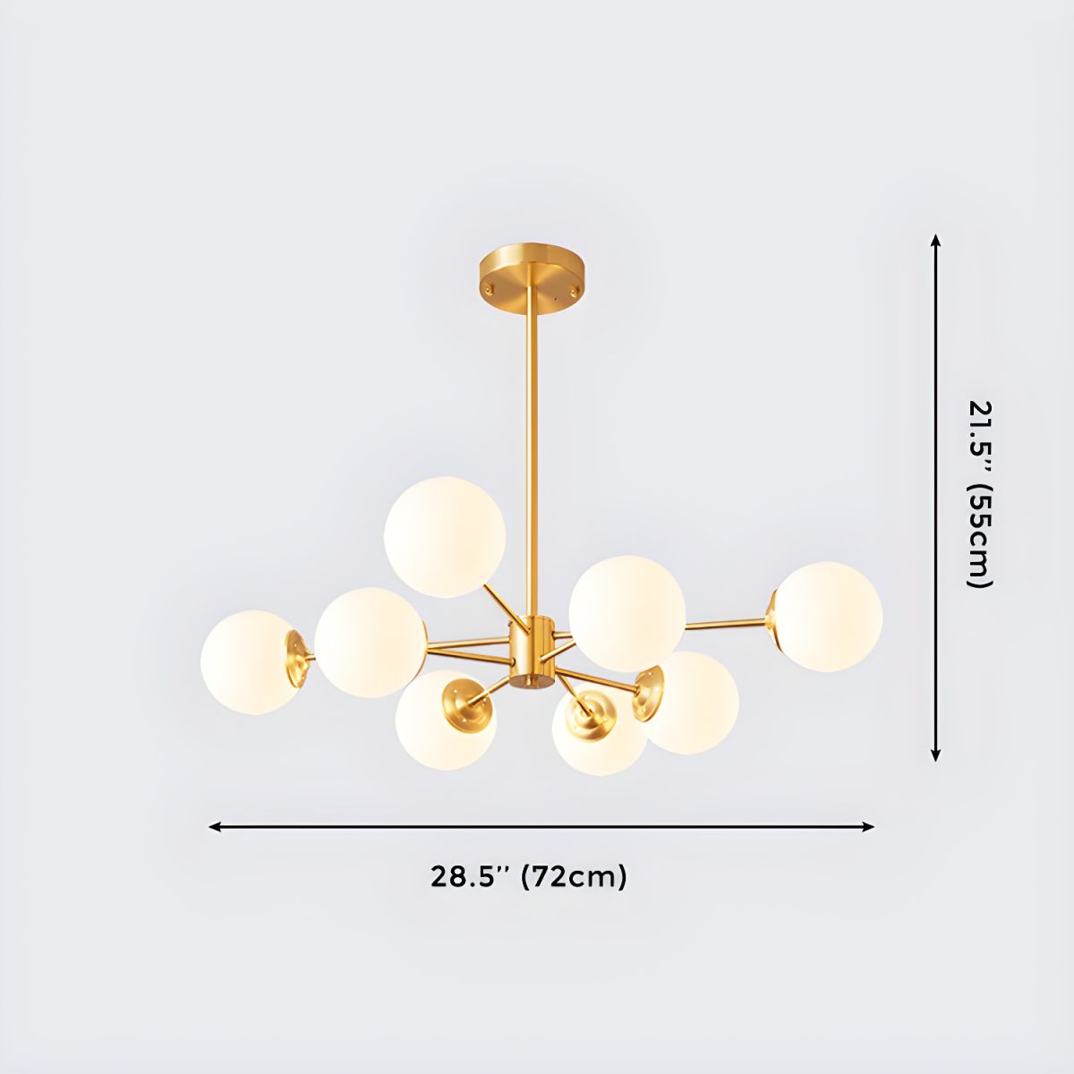 8-light globe pendant light with Sputnik design in a modern dining room setting - motivodecor.com