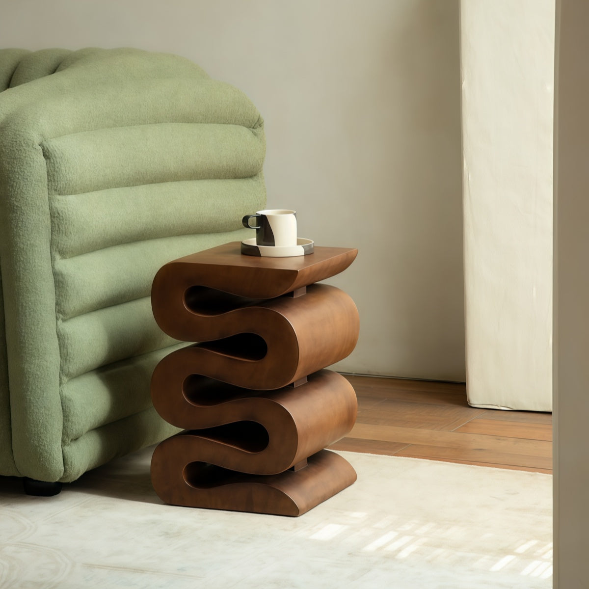 Sofa Side Table - Solid Wood Creative Wabi-Sabi Retro Designer Living Room