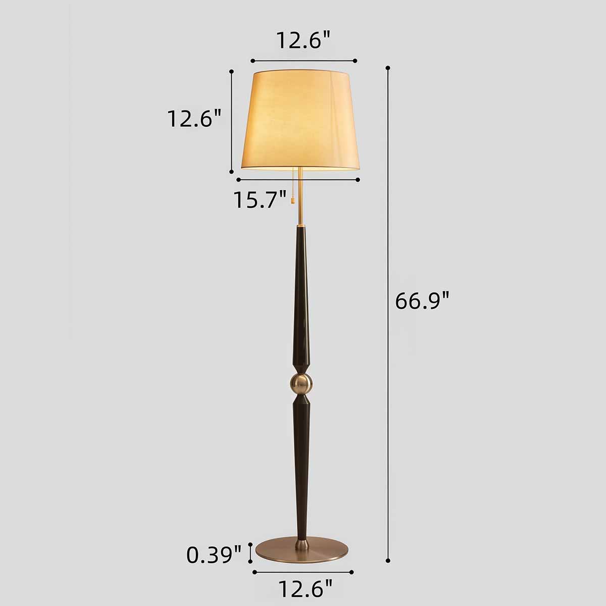Vintage style floor lVintage Floor Lamp with White Ash Wood & Handcrafted Shade | Retro Styleamp with North American Fas Grade White Ash Wood base and linen pendant shade