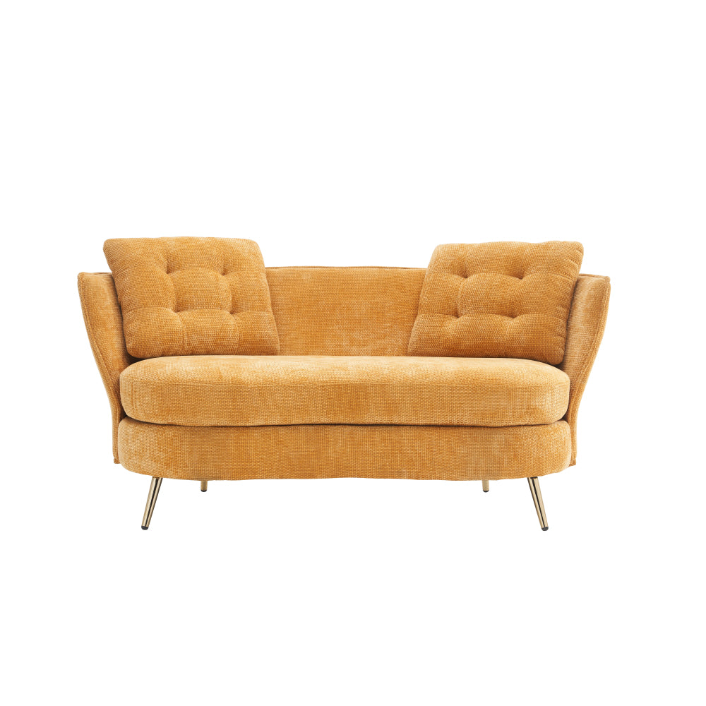 Polyester Fiber Sofa Loveseat Set with Golden Metal Legs for Any Space