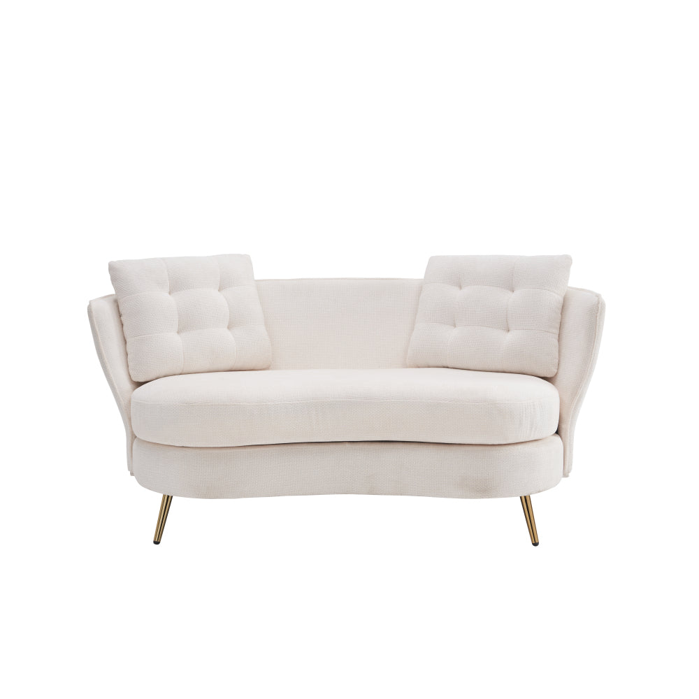 Polyester Fiber Sofa Loveseat Set with Golden Metal Legs for Any Space