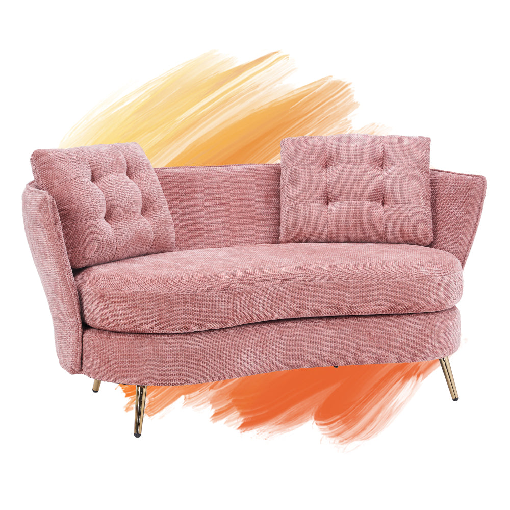 Polyester Fiber Sofa Loveseat Set with Golden Metal Legs for Any Space