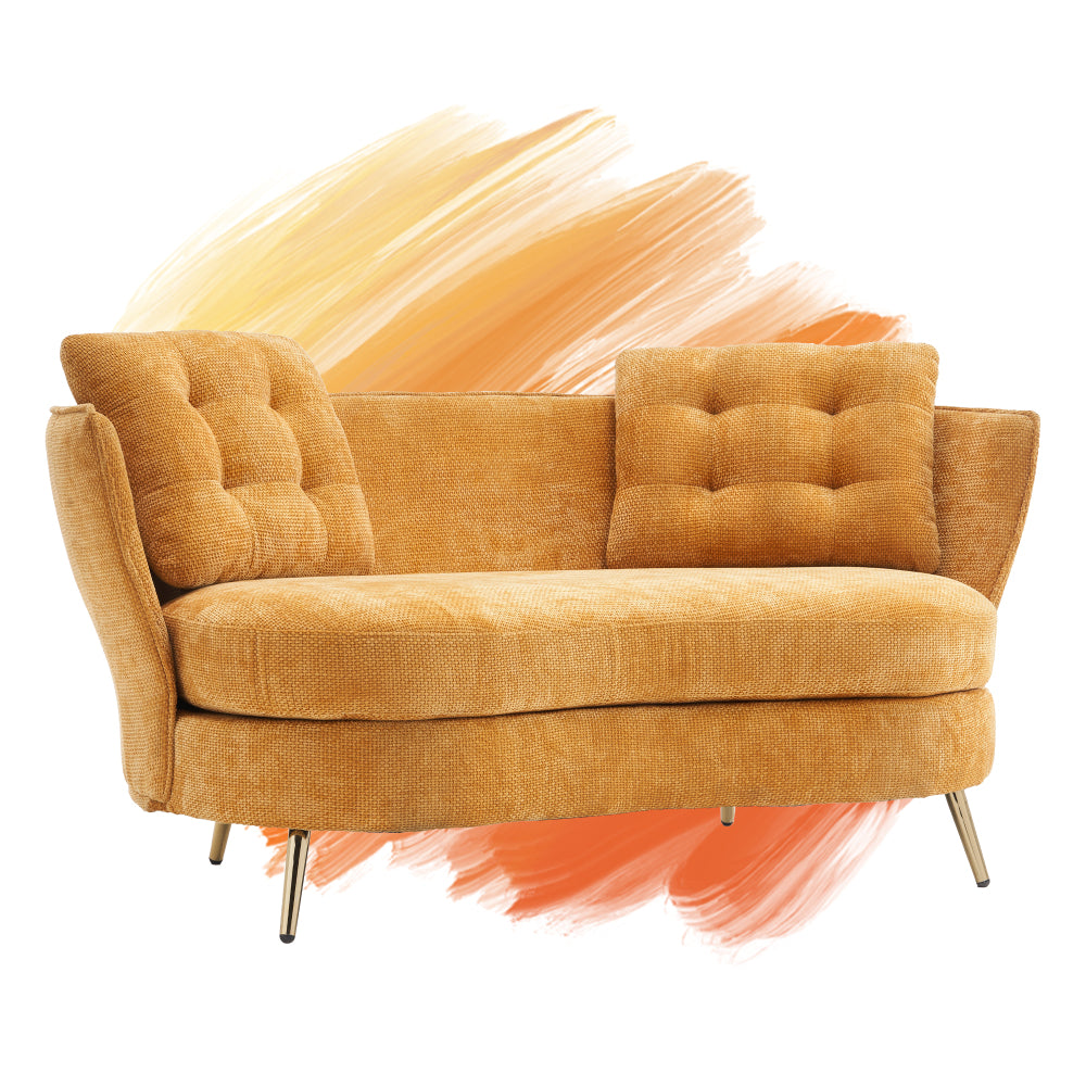 Polyester Fiber Sofa Loveseat Set with Golden Metal Legs for Any Space