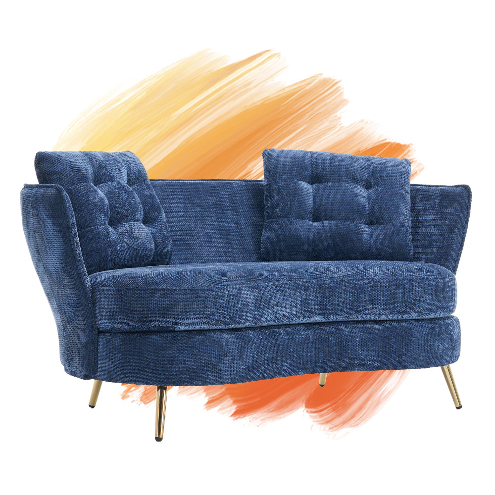 Polyester Fiber Sofa Loveseat Set with Golden Metal Legs for Any Space