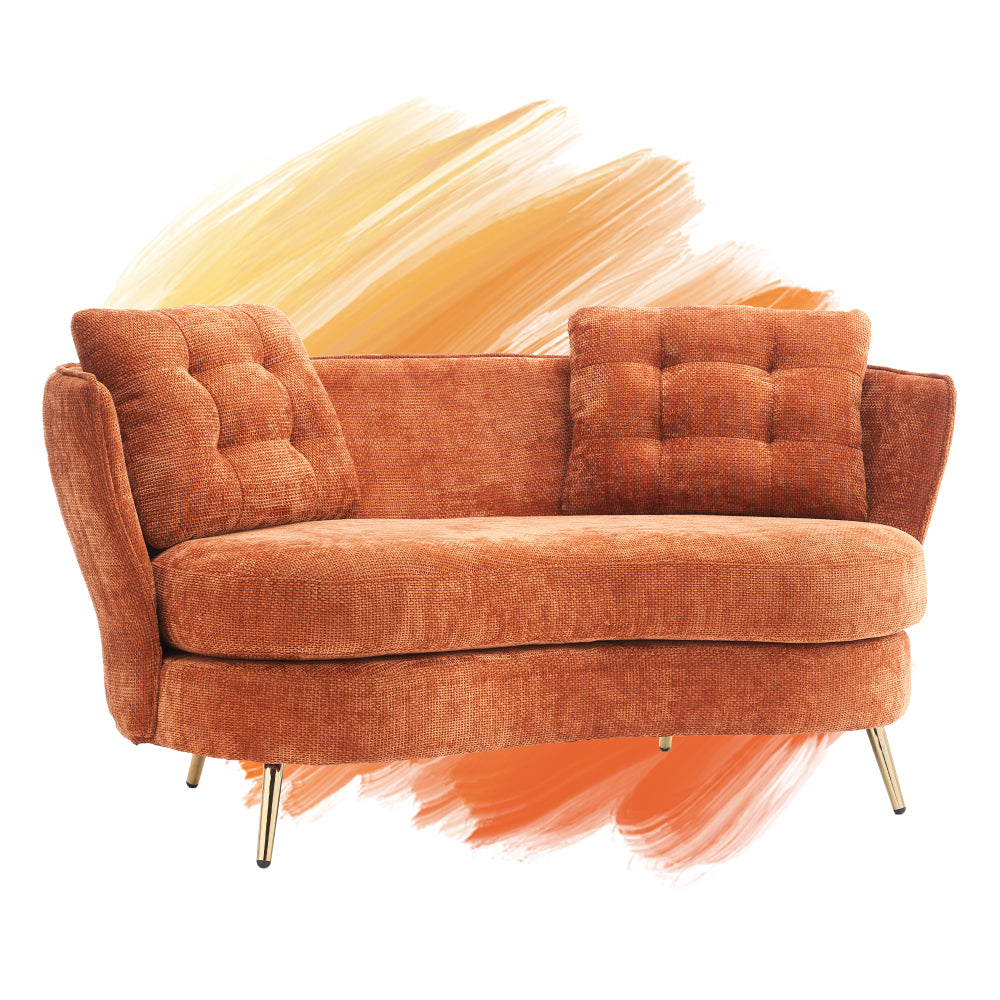 Polyester Fiber Sofa Loveseat Set with Golden Metal Legs for Any Space