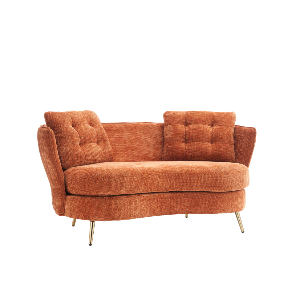 Polyester Fiber Sofa Loveseat Set with Golden Metal Legs for Any Space
