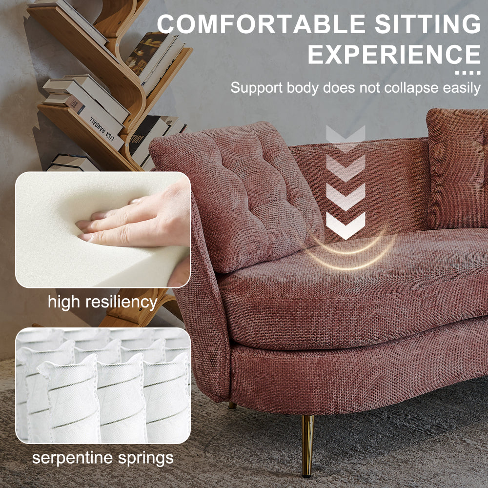 Polyester Fiber Sofa Loveseat Set with Golden Metal Legs for Any Space