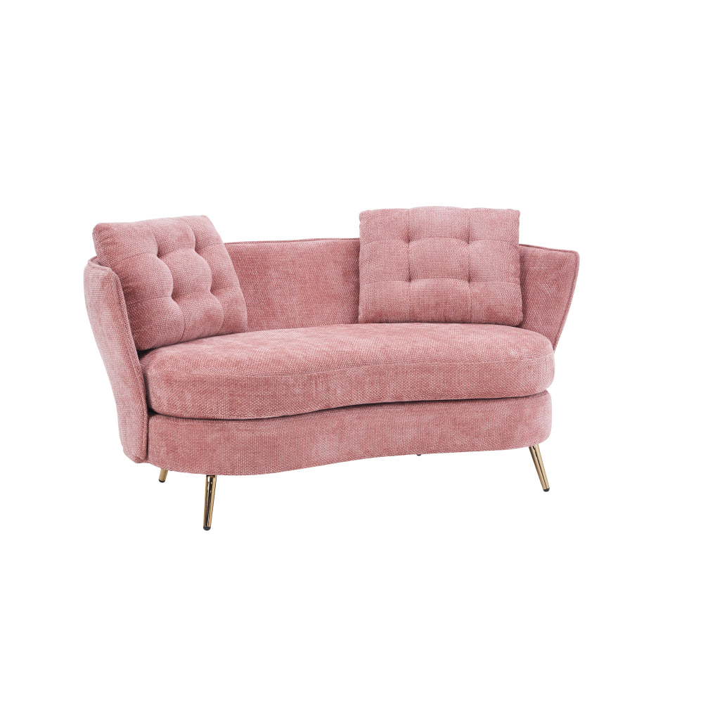 Polyester Fiber Sofa Loveseat Set with Golden Metal Legs for Any Space
