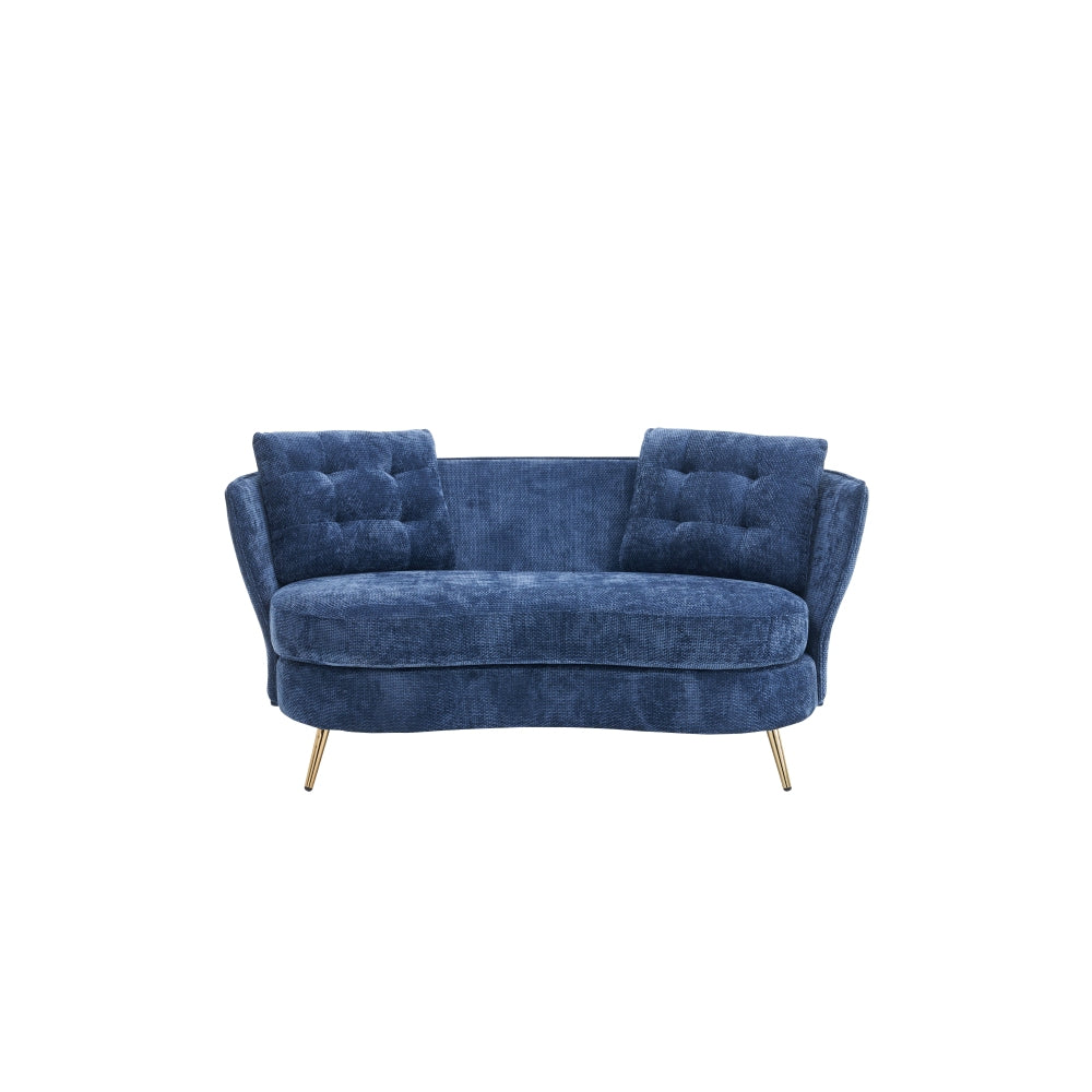 Polyester Fiber Sofa Loveseat Set with Golden Metal Legs for Any Space