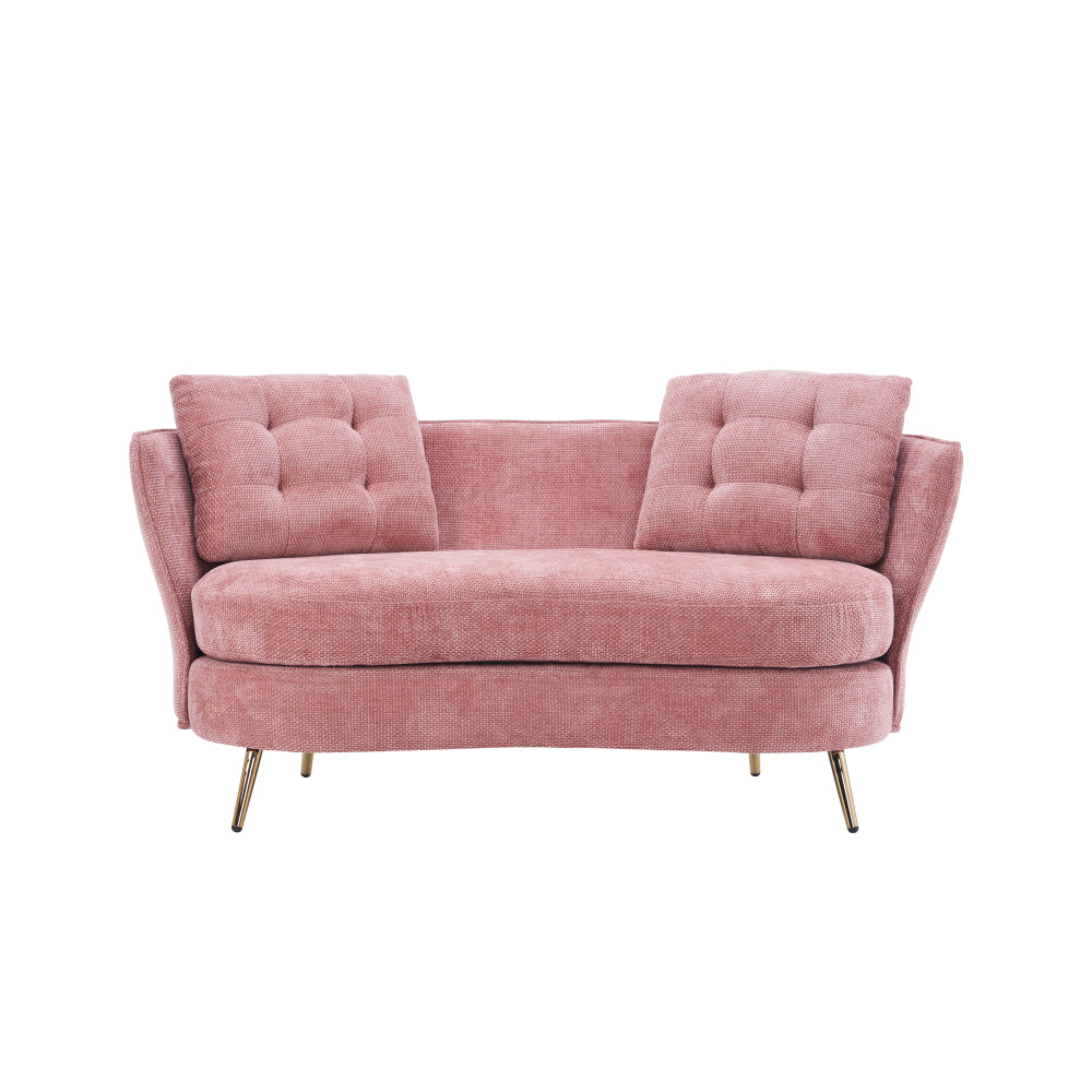 Polyester Fiber Sofa Loveseat Set with Golden Metal Legs for Any Space
