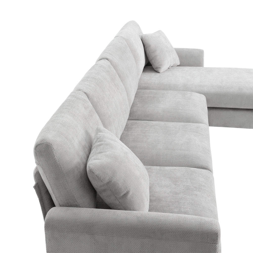 Modern Oversized Sectional: Luxury 5-seat L-shaped Sofa with 2 Free pillows
