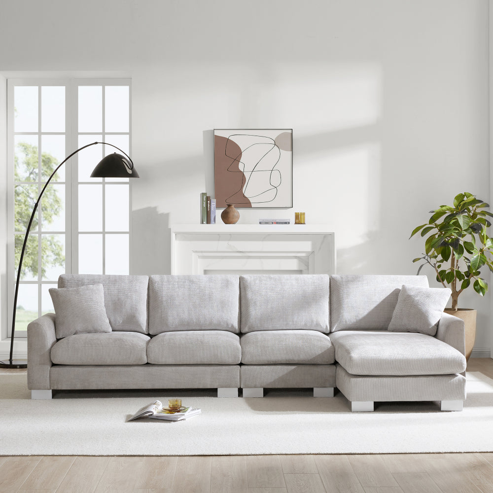 Modern Oversized Sectional: Luxury 5-seat L-shaped Sofa with 2 Free pillows