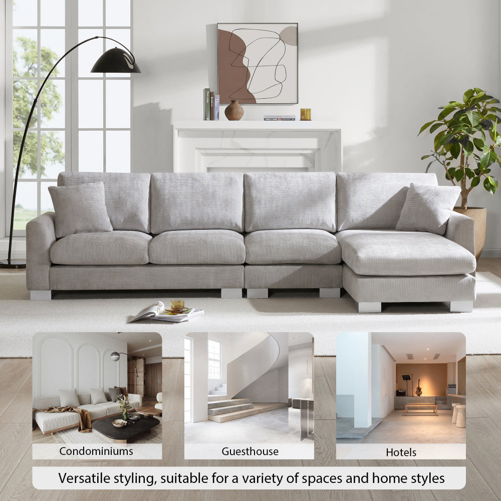 Modern Oversized Sectional: Luxury 5-seat L-shaped Sofa with 2 Free pillows
