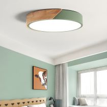 LED Macaroon flush mount ceiling light in modern room setting.