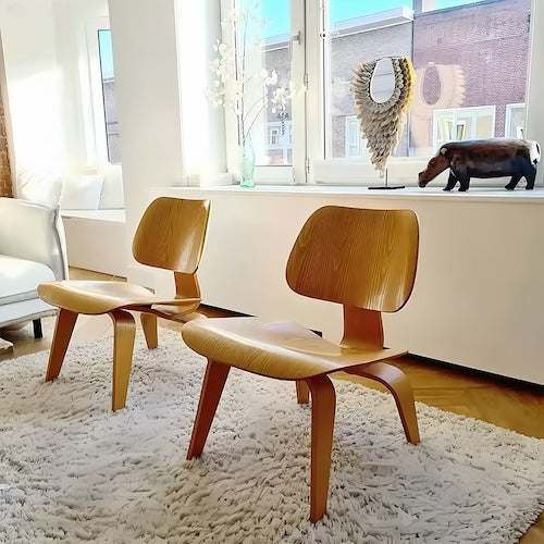 Lounge Chair - Eames Molded Plywood Timeless Log, Walnut, Black - motivodecor.com