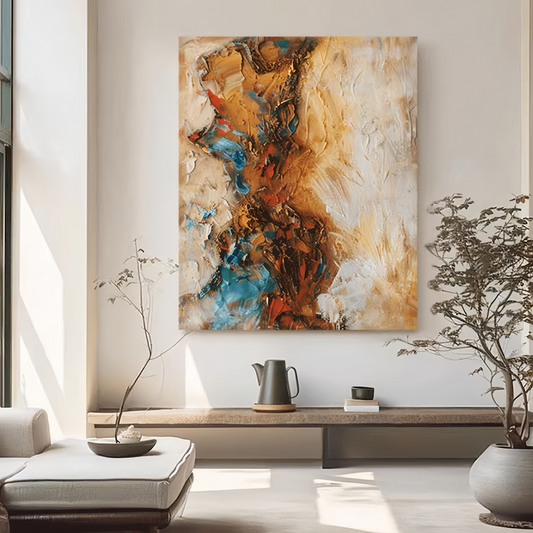 Chromatic Tempest: Vibrant Abstract Wall Art for Living Rooms