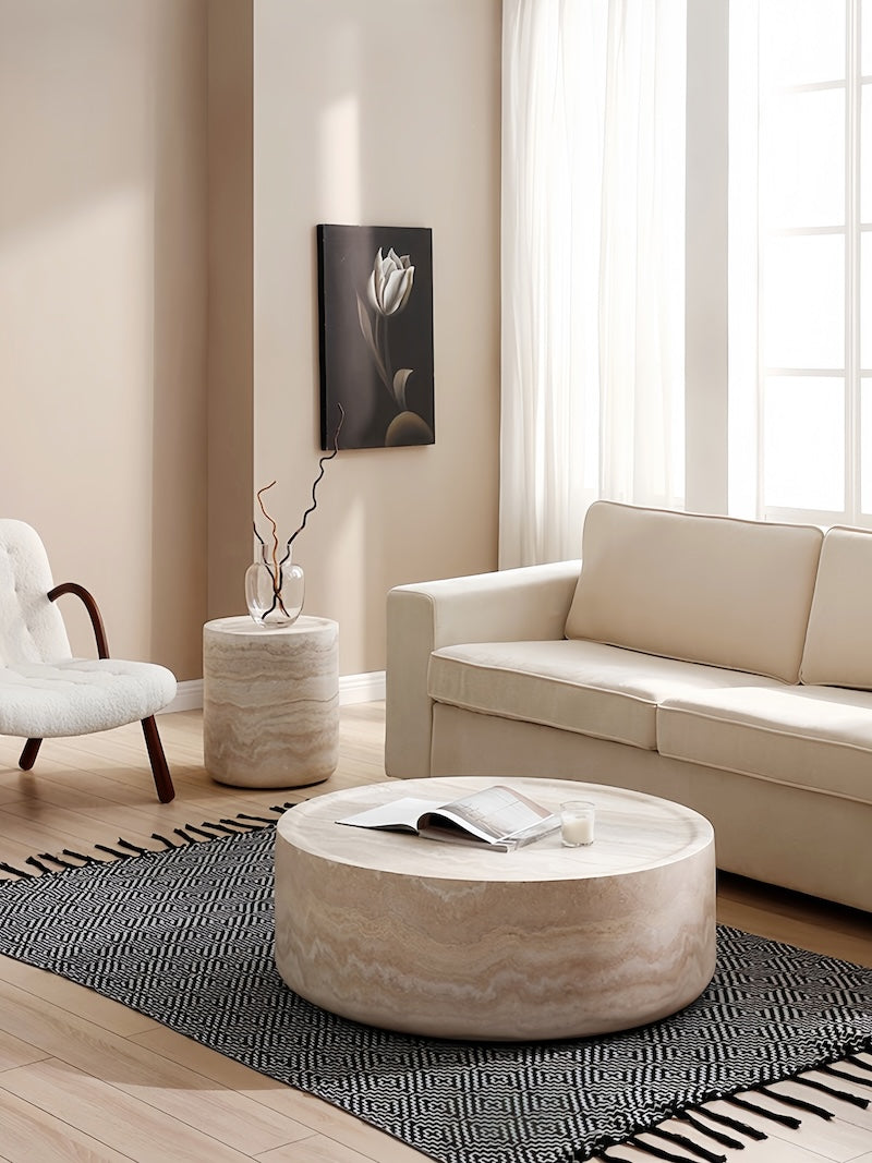 Round Marble Coffee Table | High Quality, Easy Clean, Space-Saving