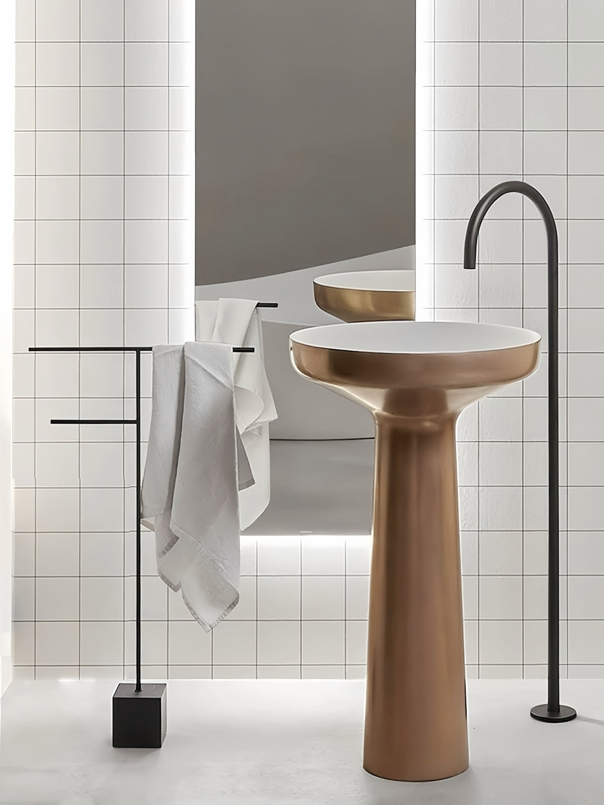 Free Standing Towel Rack - Elegant Marble-Inspired Stainless Steel Design