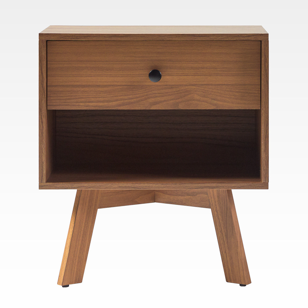 Table de chevet minimaliste moderne du milieu du siècle à 1 tiroir – Moka