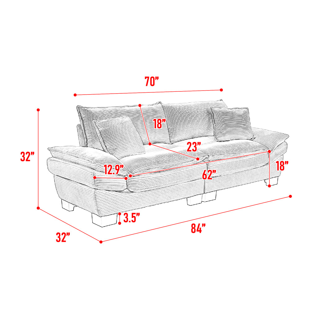 Sofa and Loveseat Set Sofa Sleeper Loveseat with Pillows For Bedroom, Living Room, Apartment