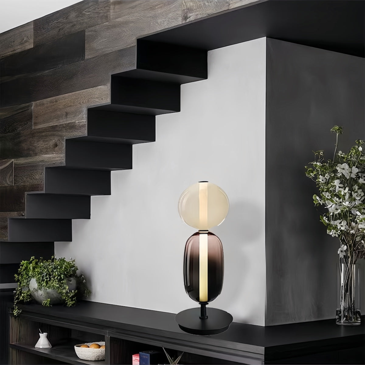 Handcrafted Glass Table Lamp – Elegant & Versatile Lighting for Any Space