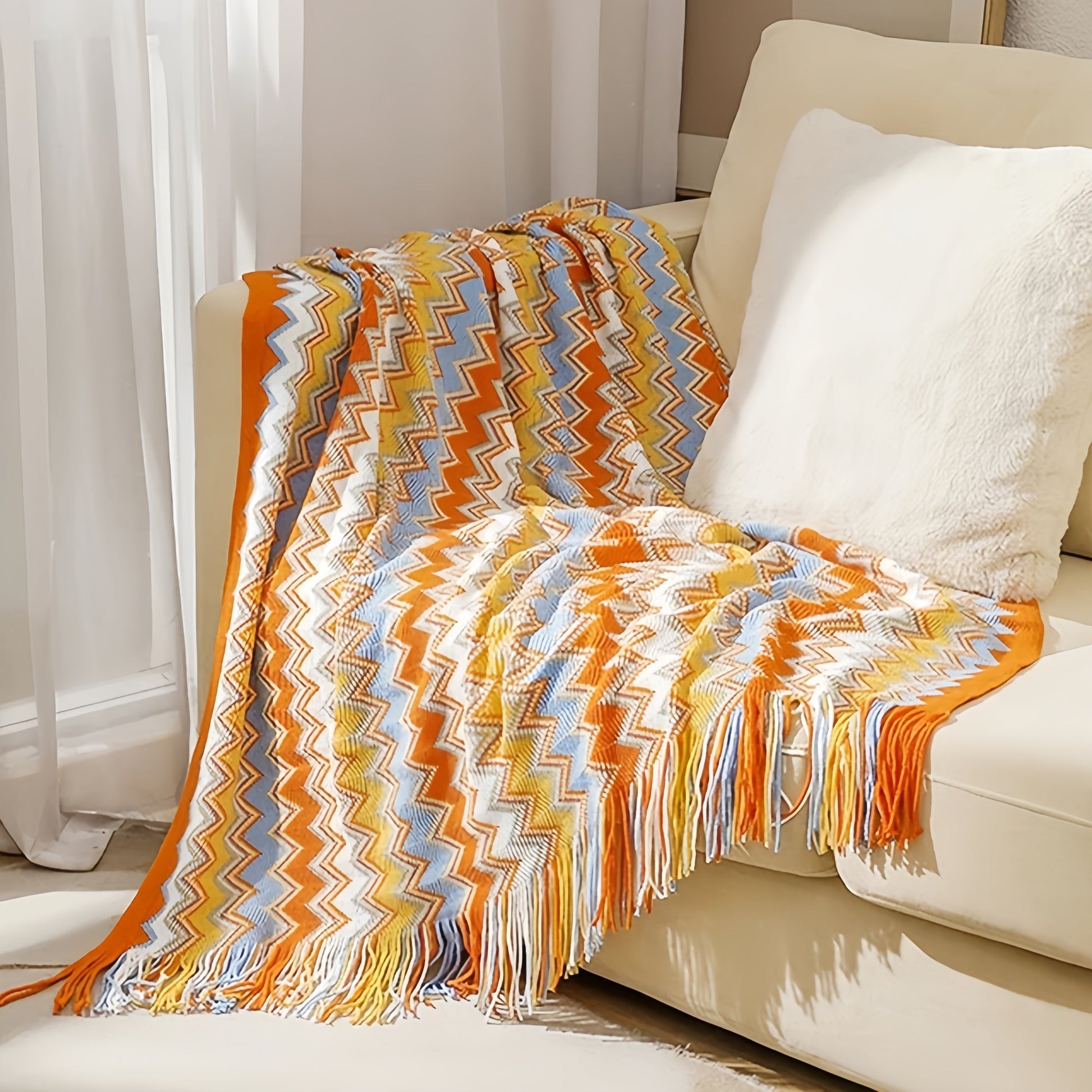 Boho Plaid Blanket & Corner Sofa Cover - Home, Hotel, Travel, Picnic E - motivodecor.com