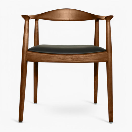 Kennedy PP501 Armchair in walnut wood with black cushioned seat and sleek cord frame design