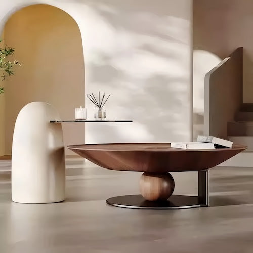 Elegant Walnut Wood Coffee Table Set – A Blend of Modern Minimalism an - motivodecor.com