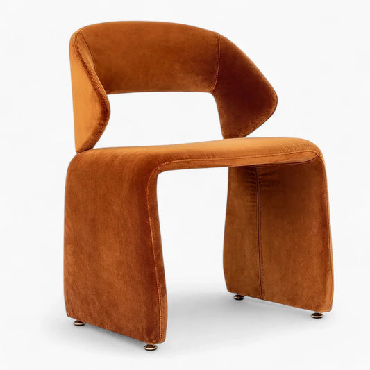 Monica Suit Chair in burnt orange velvet with ergonomic design and modern minimalist style