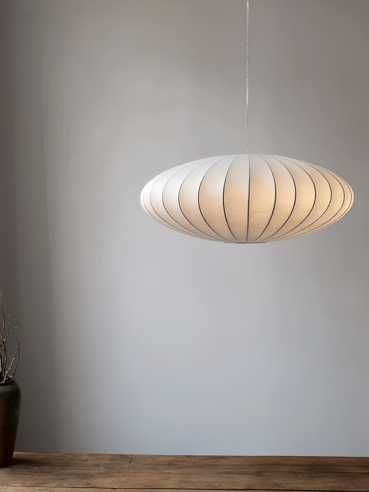 Minimalist Indoor Disk-Shaped Shade Silk Pendant Lighting - motivodecor.com