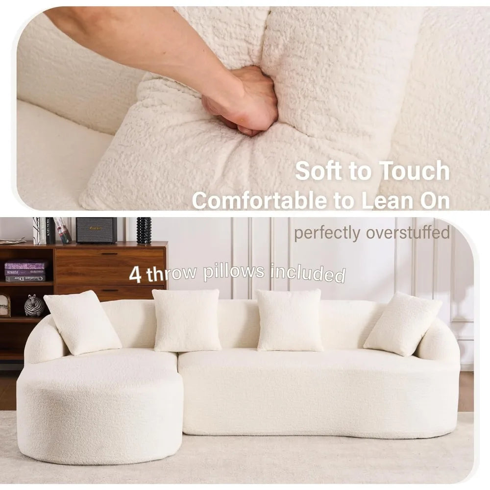 Modern L-Shape Couch with Chaise - Oversized Sectional Sofa
