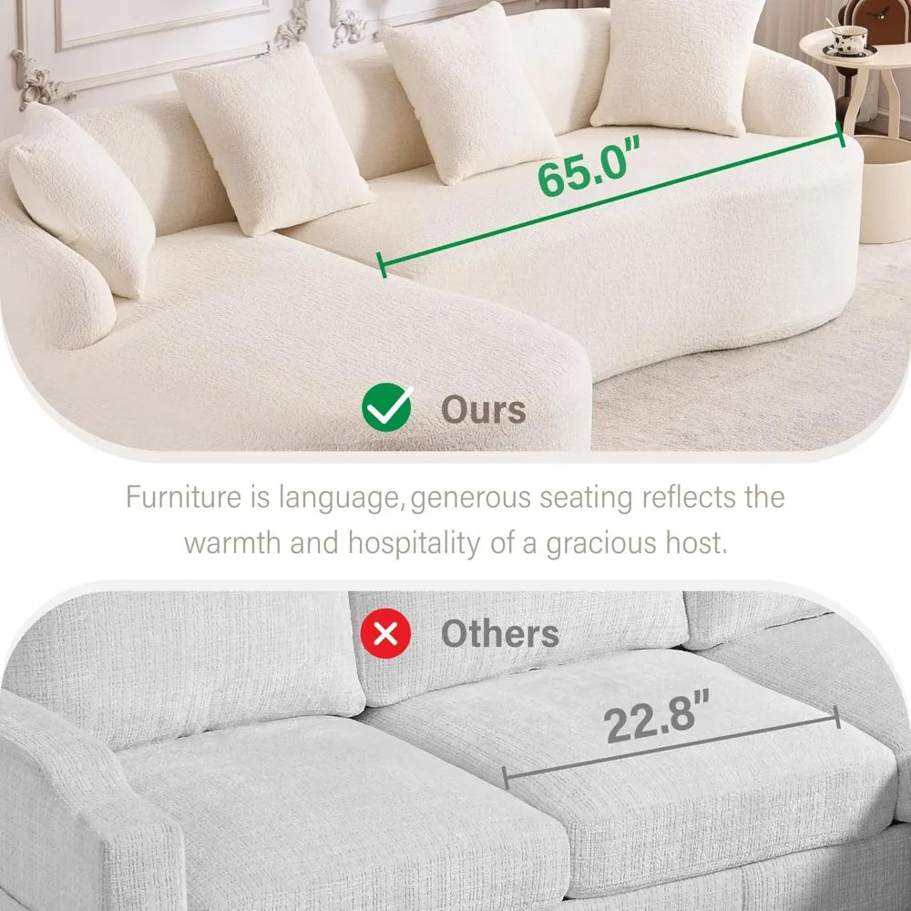 Modern L-Shape Couch with Chaise - Oversized Sectional Sofa