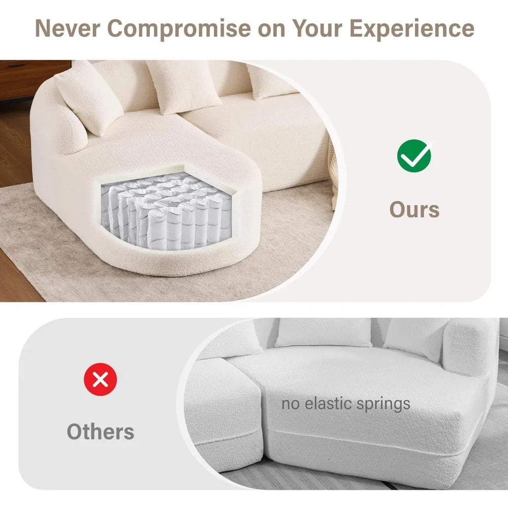 Modern L-Shape Couch with Chaise - Oversized Sectional Sofa