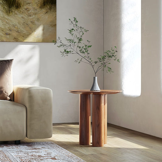 Elegant wood side table crafted from solid pino wood, enhancing modern living space decor - motivodecor.com