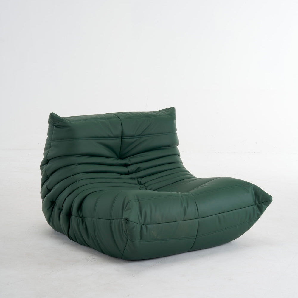 Green bean bag chair on a white background