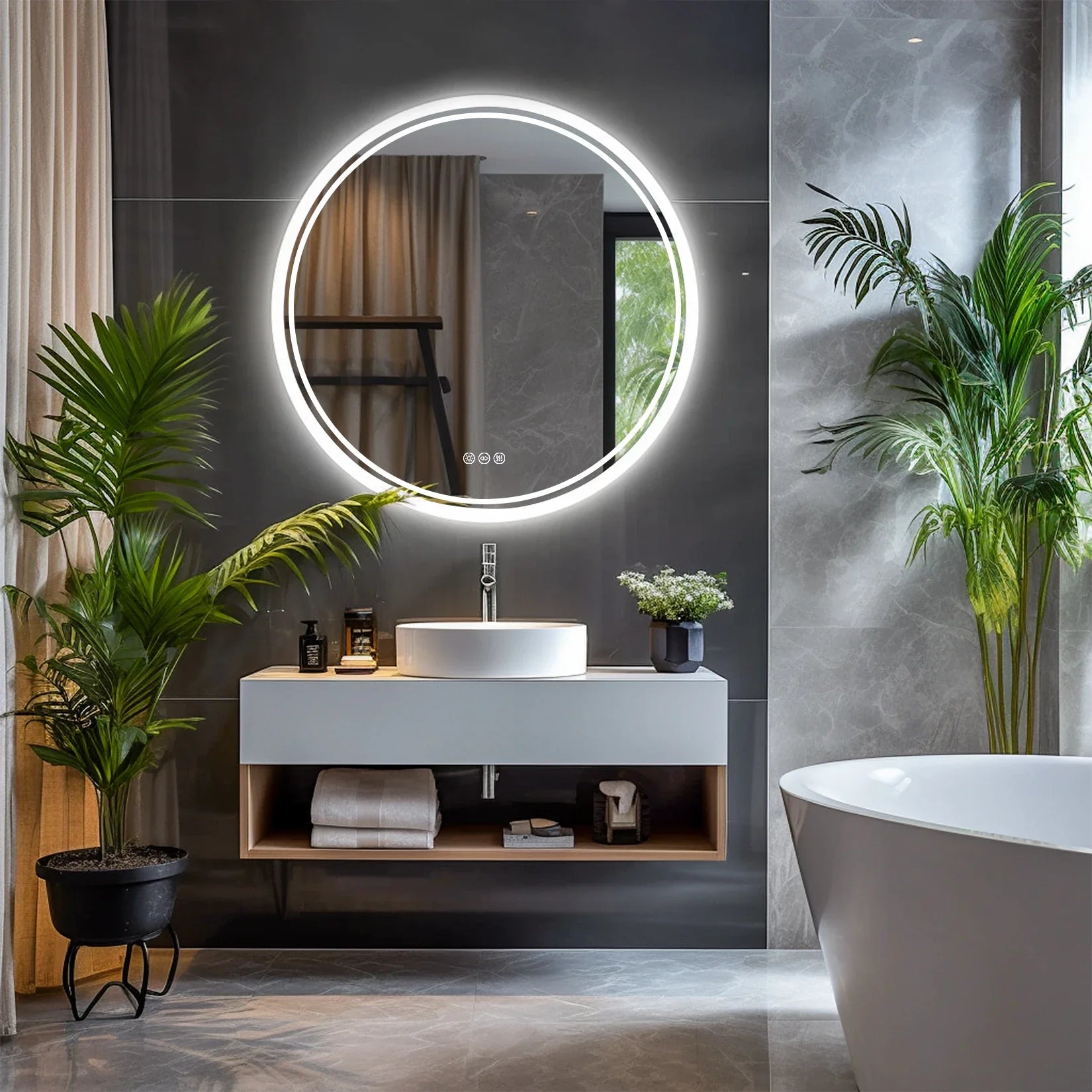 bathroom mirror with memory function and three-color change