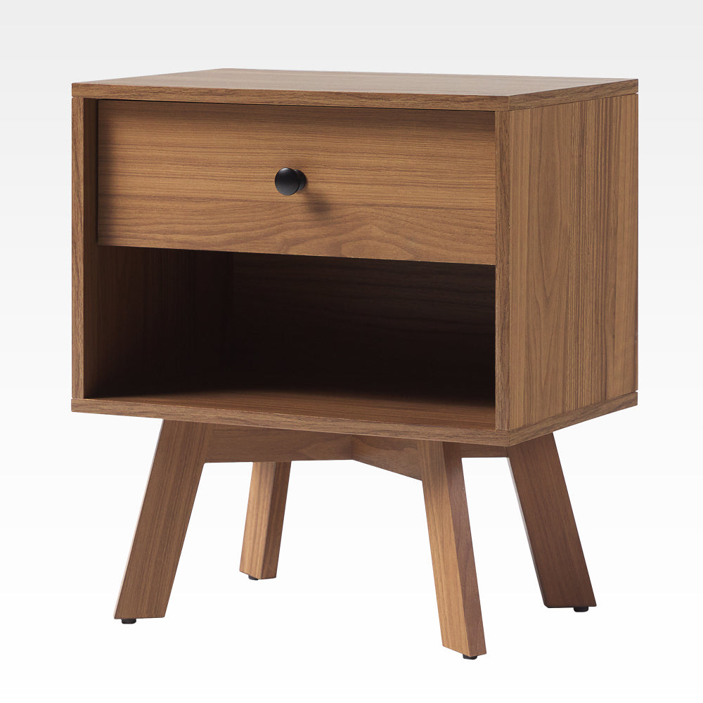 Table de chevet minimaliste moderne du milieu du siècle à 1 tiroir – Moka