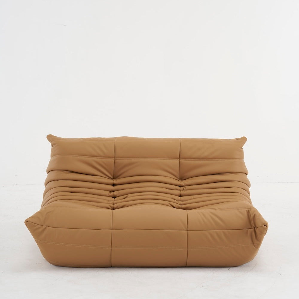 brown loveseat sofa in leather - motivodecor.com