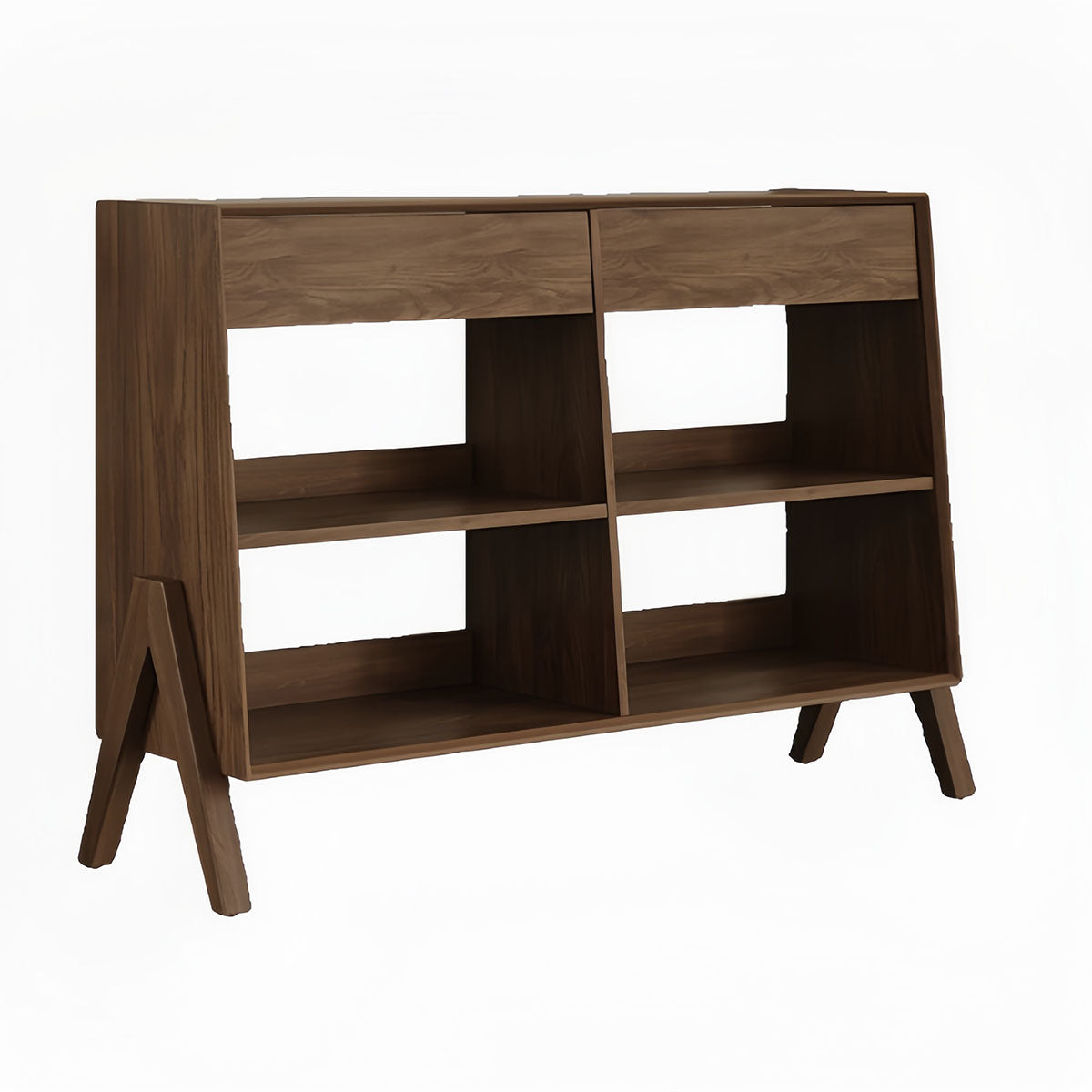 Corner Storage Cabinet - Aura Dual Drawer & Open Shelf Rustic Design