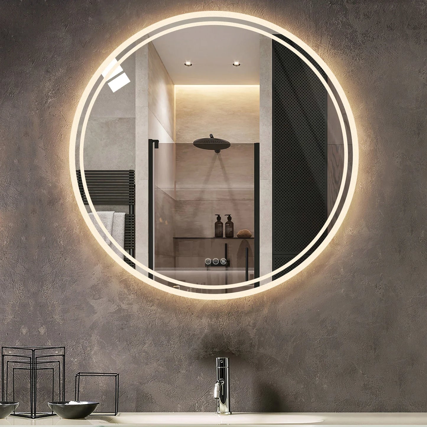 mirror with memory function and three-color change