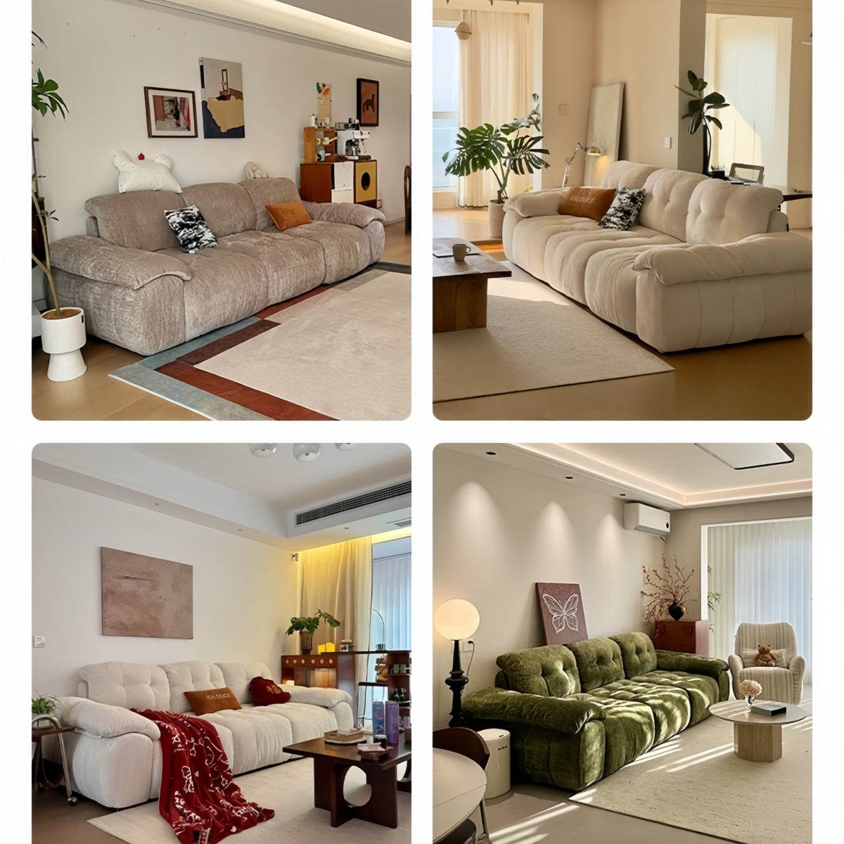 Soufflé fabric sofa with removable washable chenille covers in modern living room setting