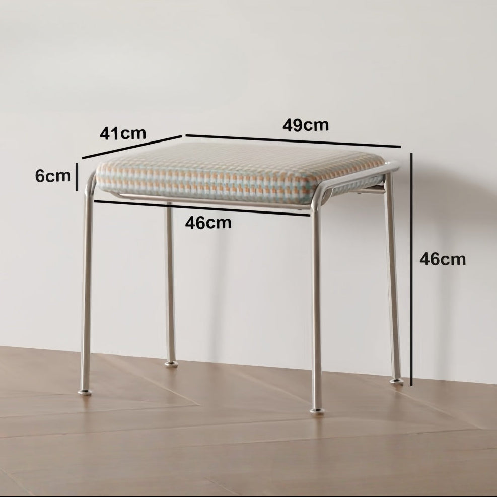 Nordic upholstered vanity stool with high-resilience foam seat and rounded handle for easy carrying