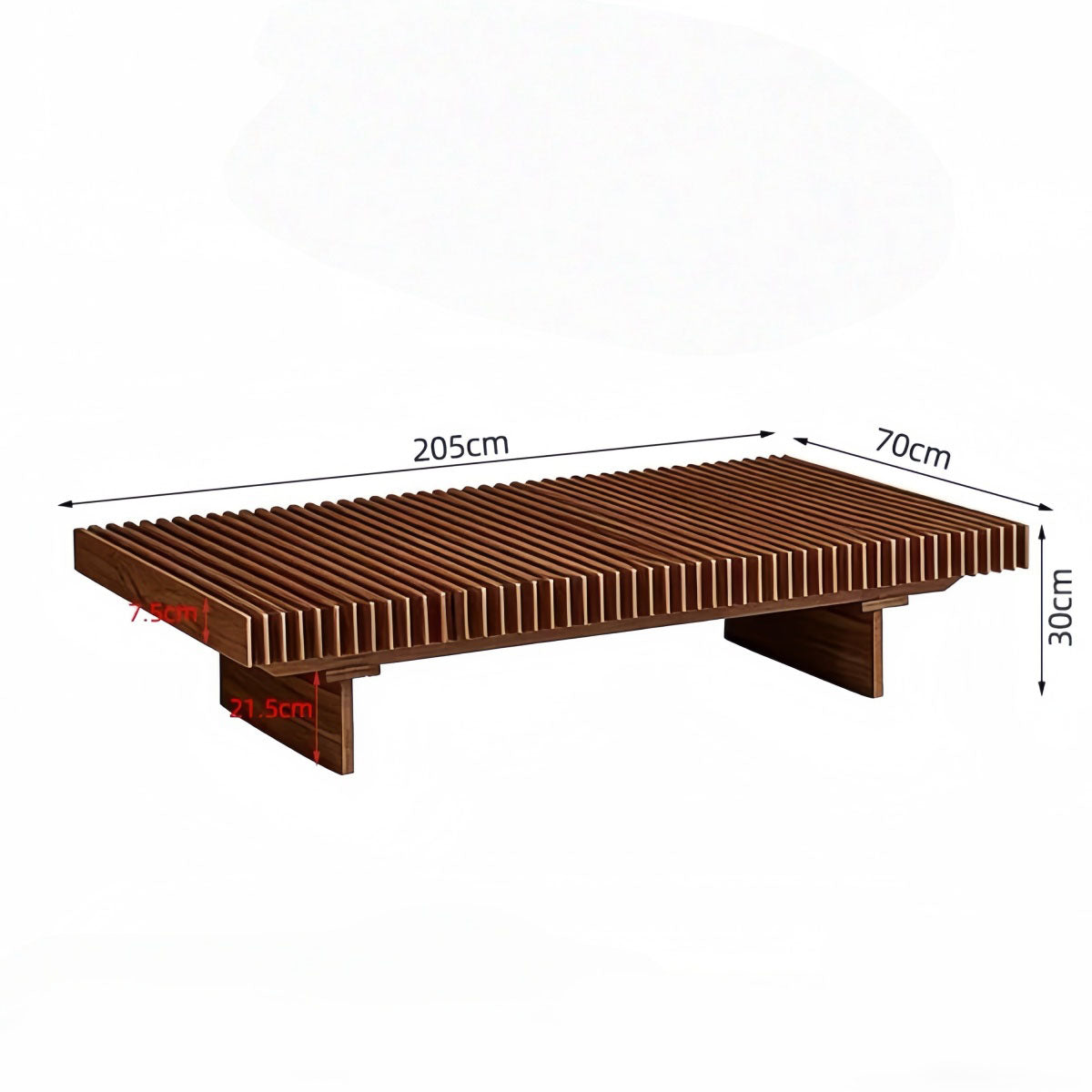 Rectangular Coffee Table - Solid Wood Wabi-Sabi Design for Living Rooms