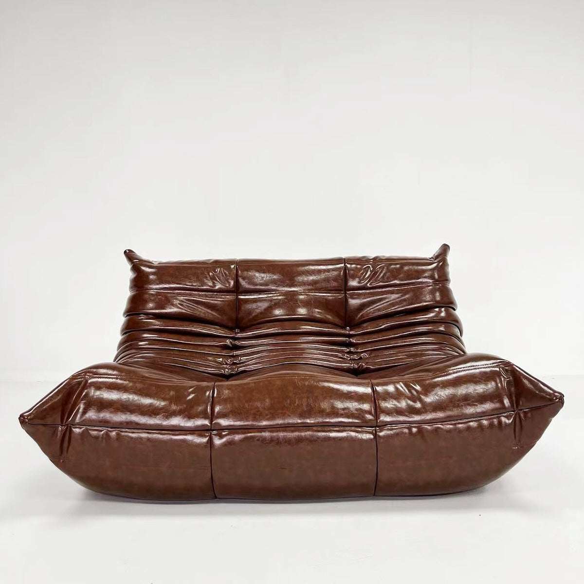 togo 2 seater sofa in brown, oil wax leather - motivodecor.com