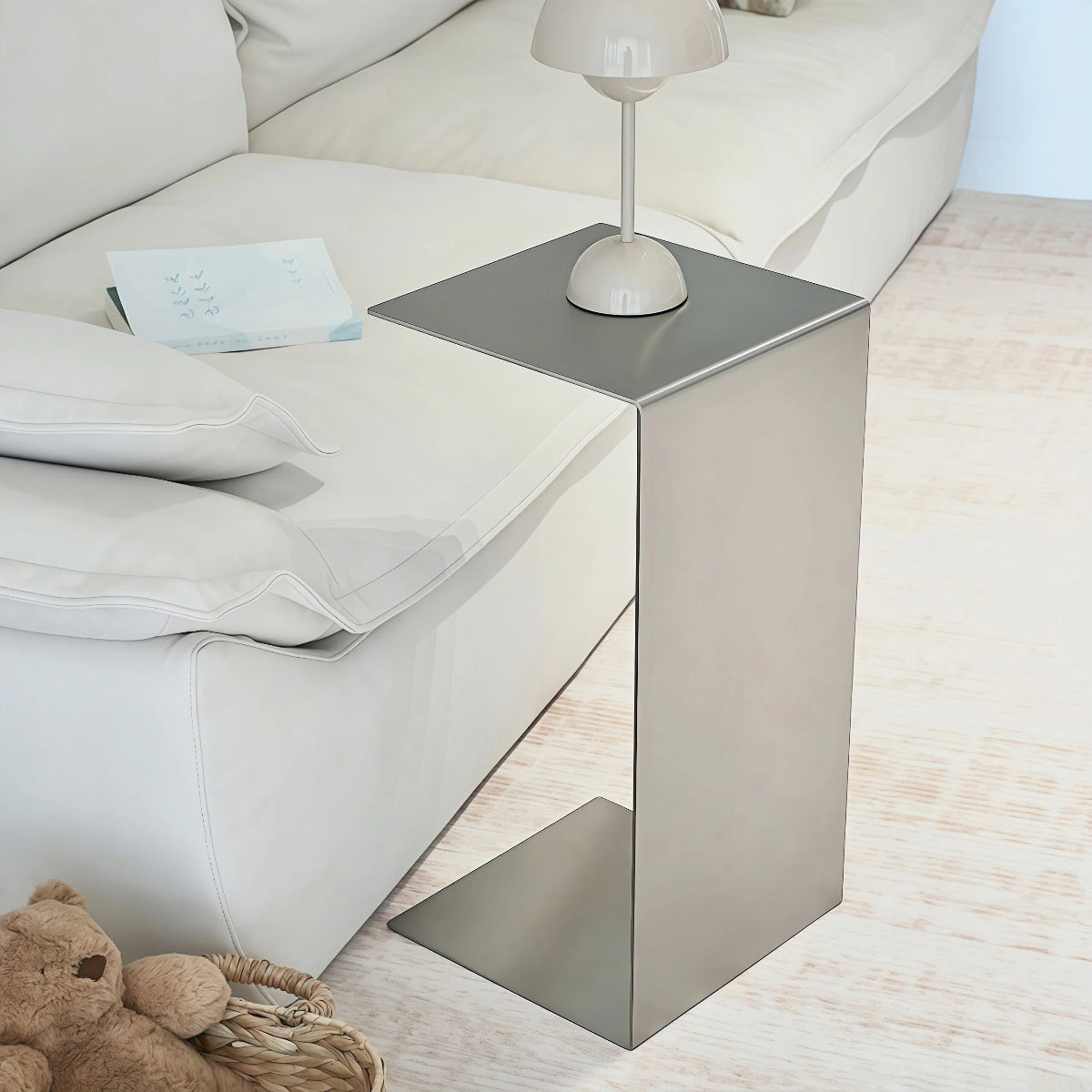 C-Shaped Side Table - Modern Stainless Steel Minimalist Coffee & Sofa Table