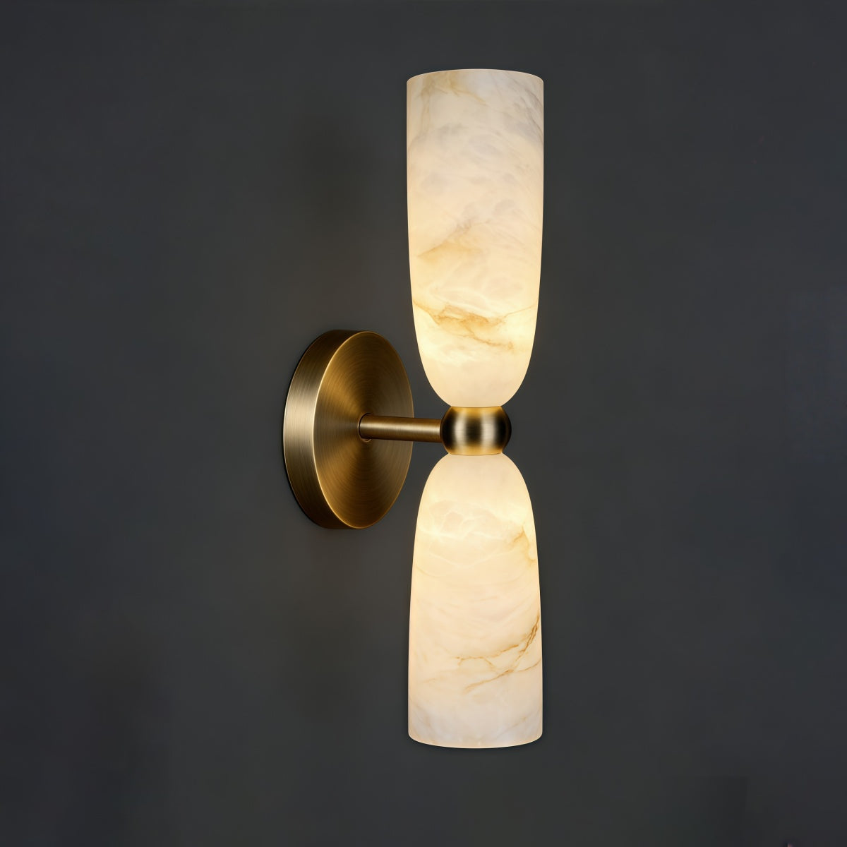 French retro style brass and marble wall lamp with warm 3000K LED light for living room and bedroom luxury interiors