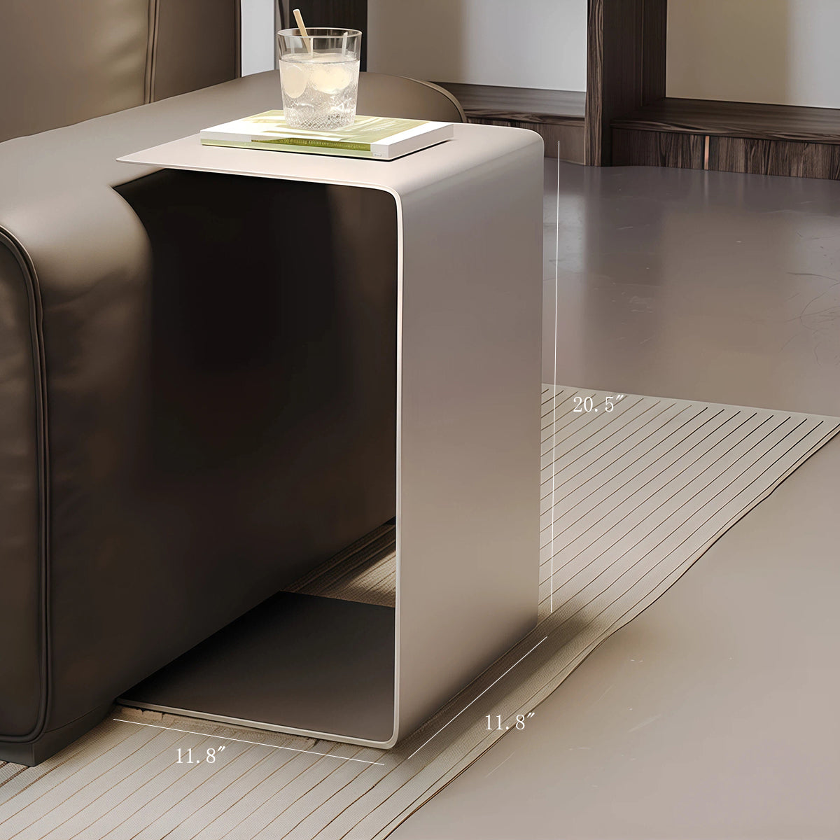 C-Shaped Side Table - Modern Stainless Steel Minimalist Coffee & Sofa Table