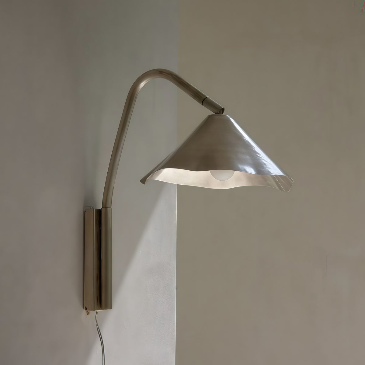 Antica Wall Lamp with Spanish Bauhaus mid-century design, aluminum forged body, warm layered LED light for living rooms, studies, and bedrooms